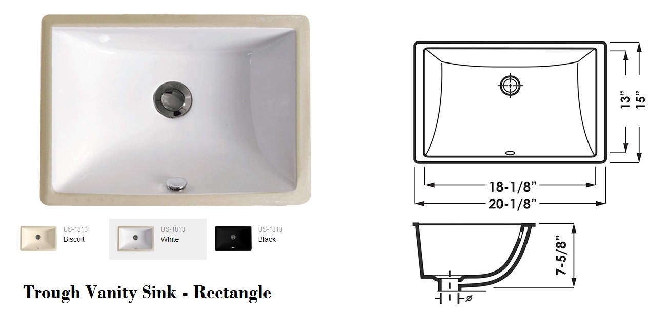 Trough Vanity Sink - Rectangle